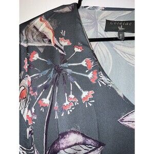 COTELAC Gray Whimsical Print Long Sleeve Dress 0